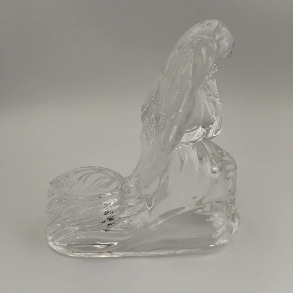 Vintage DePlomb Lead Crystal Kneeling Praying Angel Votive Candle Holder USA 6